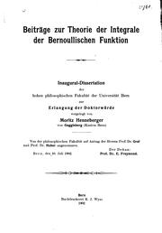 Beiträge zur Theorie der Integrale der Bernoullischen Funktion .. by Moritz Henneberger