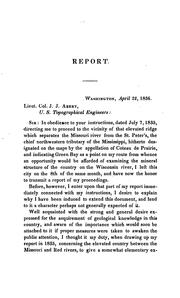 Cover of: Report of a geological reconnoissance made in 1835, from the seat of government, by the way of Green Bay and the Wisconsin Territory to the Coteau de Prairie, an elevated ridge dividing the Missouri from the St. Peter's River.