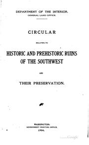 Cover of: Circular relating to historic and prehistoric ruins of the Southwest and their preservation.