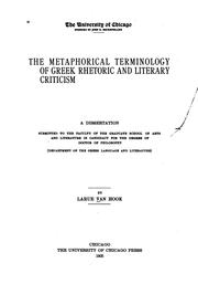 Cover of: The metaphorical terminology of Greek rhetoric and literary criticism by Larue Van Hook, Larue Van Hook