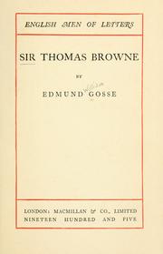 Cover of: Sir Thomas Browne by Edmund Gosse