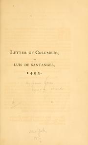 Cover of: Letter of Columbus to Luis de Santangel, 1493.