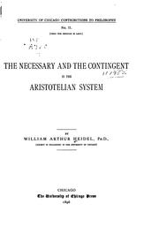 Cover of: The necessary and the contingent in the Aristotelian system