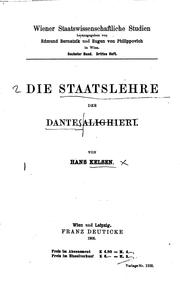 Cover of: Die Staatslehre des Dante Alighieri.