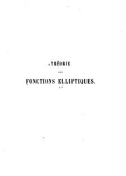 Cover of: Théorie des fonctions elliptiques