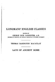 Cover of: Macaulay's Lays of ancient Rome