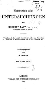 Cover of: Electrochemische untersuchungen by Sir Humphry Davy