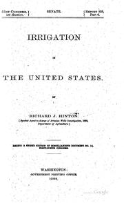 Cover of: Irrigation in the United States. by Richard J. Hinton