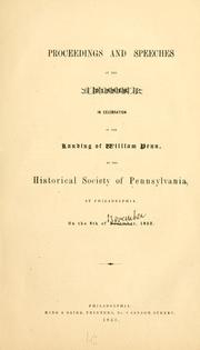 Cover of: Proceedings and speeches at the dinner in celebration of the landing of William Penn