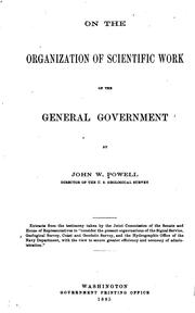 Cover of: On the organization of scientific work of the general government