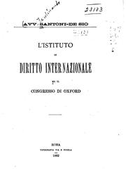 Cover of: L' Istituto di diritto internazionale ed il Congresso di Oxford.