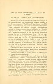 Cover of: The Ku-Klux testimony relating to Alabama by Walter Lynwood Fleming
