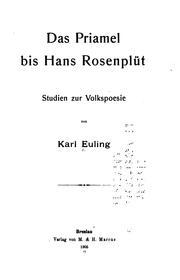 Das Priamel bis Hans Rosenplüt by Karl Euling