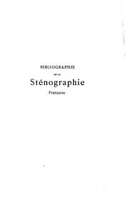 Bibliographie de la sténographie française by René Havette