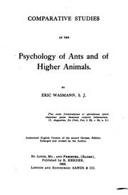 Cover of: Comparative studies in the psychology of ants and of higher animals.