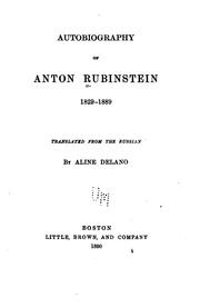 Cover of: Autobiography of Anton Rubinstein, 1829-1889.
