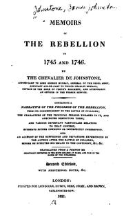 Cover of: Memoirs of the rebellion in 1745 and 1746. by Johnstone, James Johnstone chevalier de