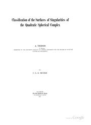 Cover of: Classification of the surfaces of singularities of the quadratic spherical complex ... by Clarence Lemuel Elisha Moore