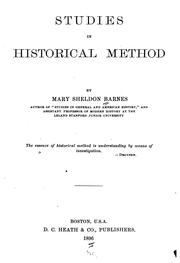 Cover of: Studies in historical method. by Mary Sheldon Barnes
