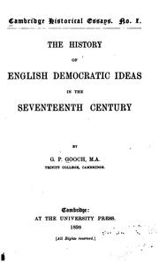 Cover of: The history of English democratic ideas in the seventeenth century by George Peabody Gooch