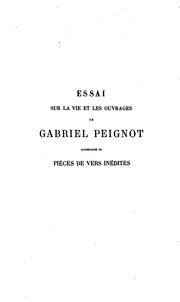 Cover of: Essai sur la vie et les ouvrages de Gabriel Peignot by Jules Simonnet