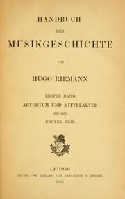 Cover of: Handbuch der musikgeschichte by Hugo Riemann