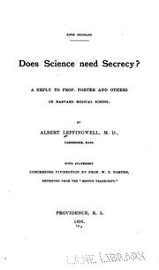 Cover of: Does science need secrecy?: A reply to Prof. Porter and others of Harvard medical school