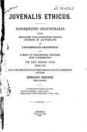 Front cover of Juvenalis ethicus .. by Reinhold Schütze