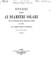 Cover of: Studii intorno ai diametri solari by Rosa, Paolo