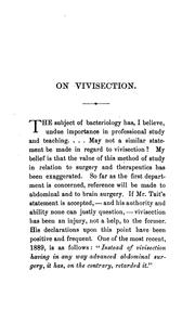 Cover of: A physician on vivisection: Extracts from the annual address before the American academy of medicine, Washington, May 4, 1891, by Professor Theophilus Parvin.