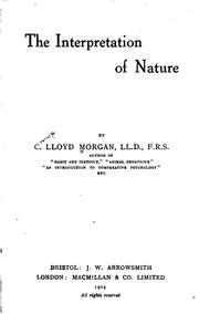 Cover of: The interpretation of nature by C. Lloyd Morgan