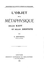 Cover of: L' objet de la métaphysique selon Kant et selon Aristote