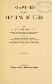 Cover of: Keywords in the teaching of Jesus