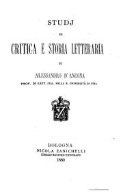 Studj di critica e storia letteraria de Alessandro d'Ancona by Alessandro D'Ancona