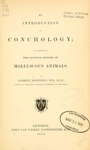 Cover of: An introduction to conchology by Johnston, George, Johnston, George