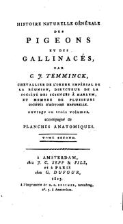 Cover of: Histoire naturelle générale des pigeons et des gallinacés by Coenrad Jacob Temminck