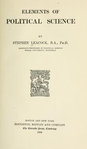 Cover of: Elements of political science by Stephen Leacock
