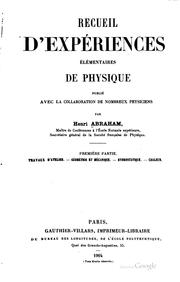 Cover of: Recueil d'expériences élémentaires de physique
