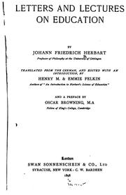 Cover of: Letters and lectures on education by Johann Friedrich Herbart