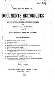 Cover of: Littérature musicale.: Documents historiques relatifs à l'art musical et aux artistes-musiciens ...