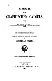 Cover of: Elemente des graphischen calculs.
