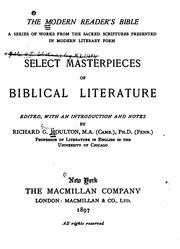 Cover of: Select masterpieces of Biblical literature