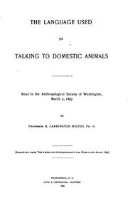 Cover of: The language used in talking to domestic animals