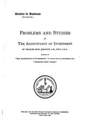 Cover of: Problems and studies in the accountancy of investment