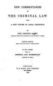 Cover of: New commentaries on the criminal law upon a new system of legal exposition