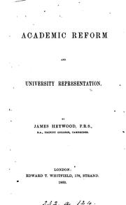 Cover of: Academic reform and university representation