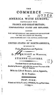 Cover of: The commerce of America with Europe by J.-P Brissot de Warville
