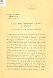 Cover of: Joseph Neef and Pestalozzianism in America by Will Seymour Monroe