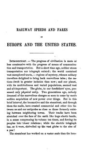 Cover of: Railway travel in Europe and America.: With twenty-five tables of recent and novel statistics of journeys, speeds, fares, etc., for travellers and others.