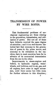 Cover of: Transmission of power by wire ropes. by Albert W. Stahl